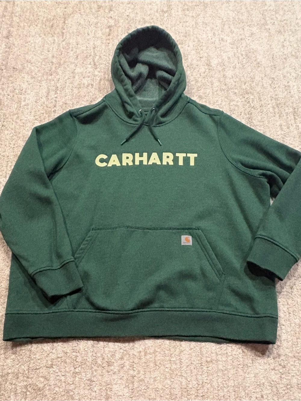 Carhartt Men's Dark Green Crewneck Hoodie with Contrast Logo